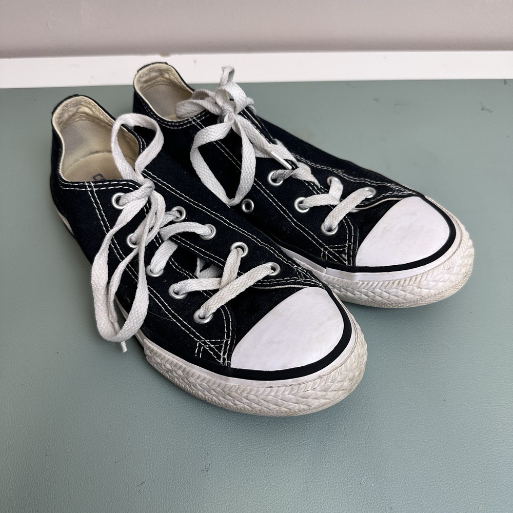 Converse All Star Sneakers Black Low Top Lace Athletic Shoes Youth  Sz 3 - Picture 2 of 7